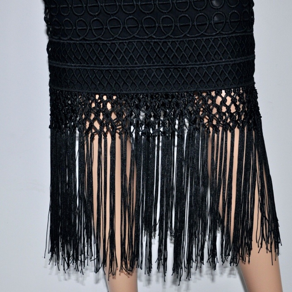 SOLD! SHEIKE Sexy Crochet Fringe Trim Cut Out Midi Dress - Picture 6 of 12